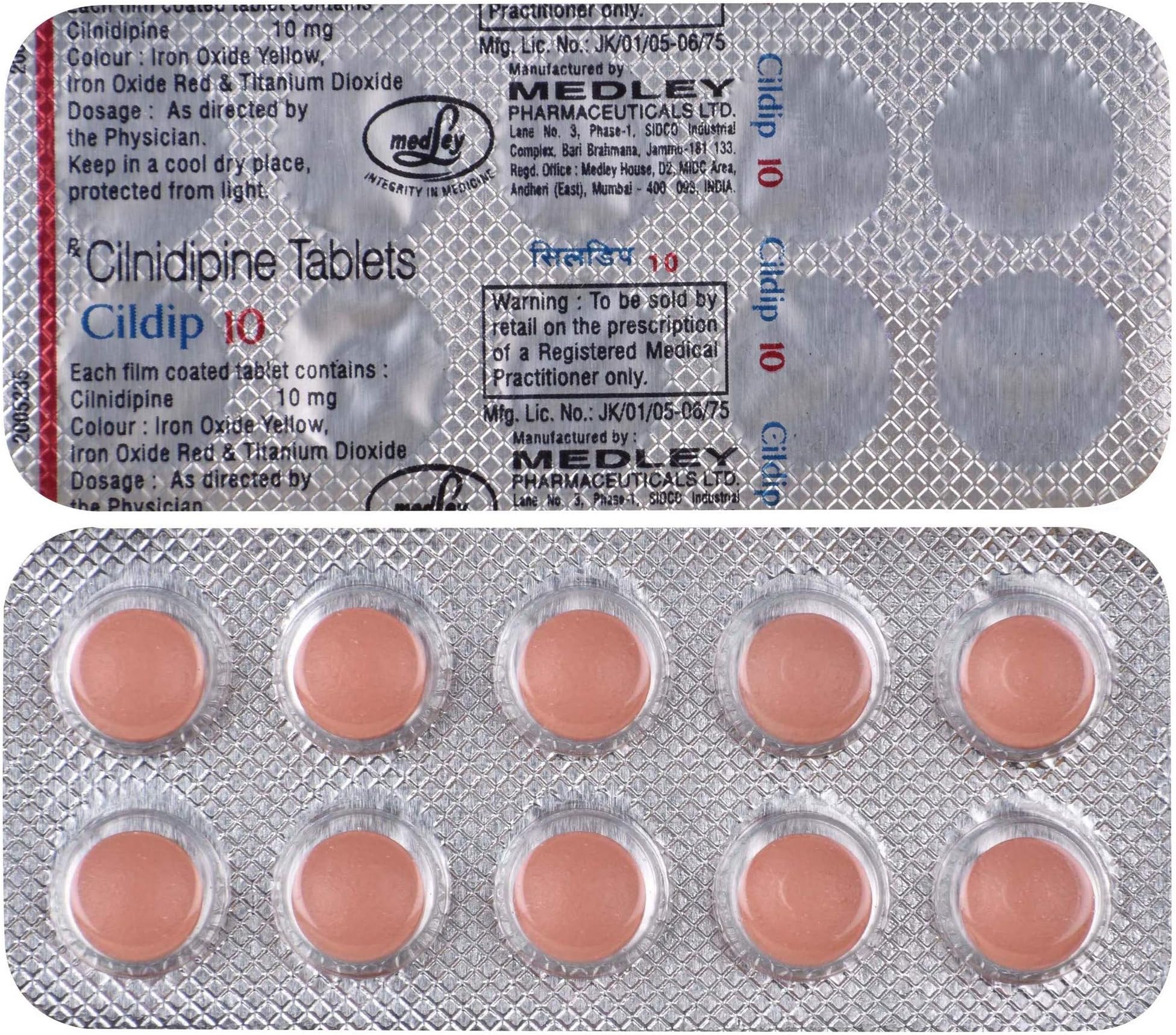 CILDIP 10 mg - Strip of 10 Tablets