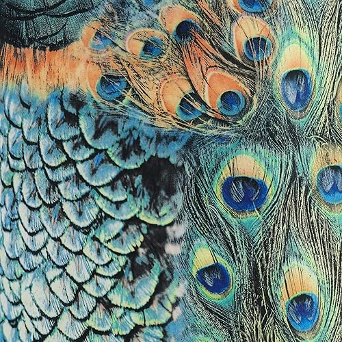 Miniatura 3 de Springcrest - Juego de 2 pantallas de tambor medianas con estampado de pavo real, 14 pulgadas superior x 16 pulgadas inferior x 11 pulgadas de alto