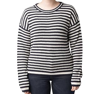 Womens Fall Striped Knit Sweater Pullover Crew Neck Top Warm Winter Sweaters for Women