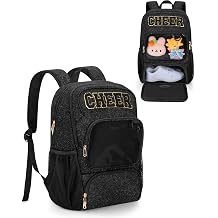 Glitter Cheer Backpack Cheerleading Bag for Cheerleaders, Black
