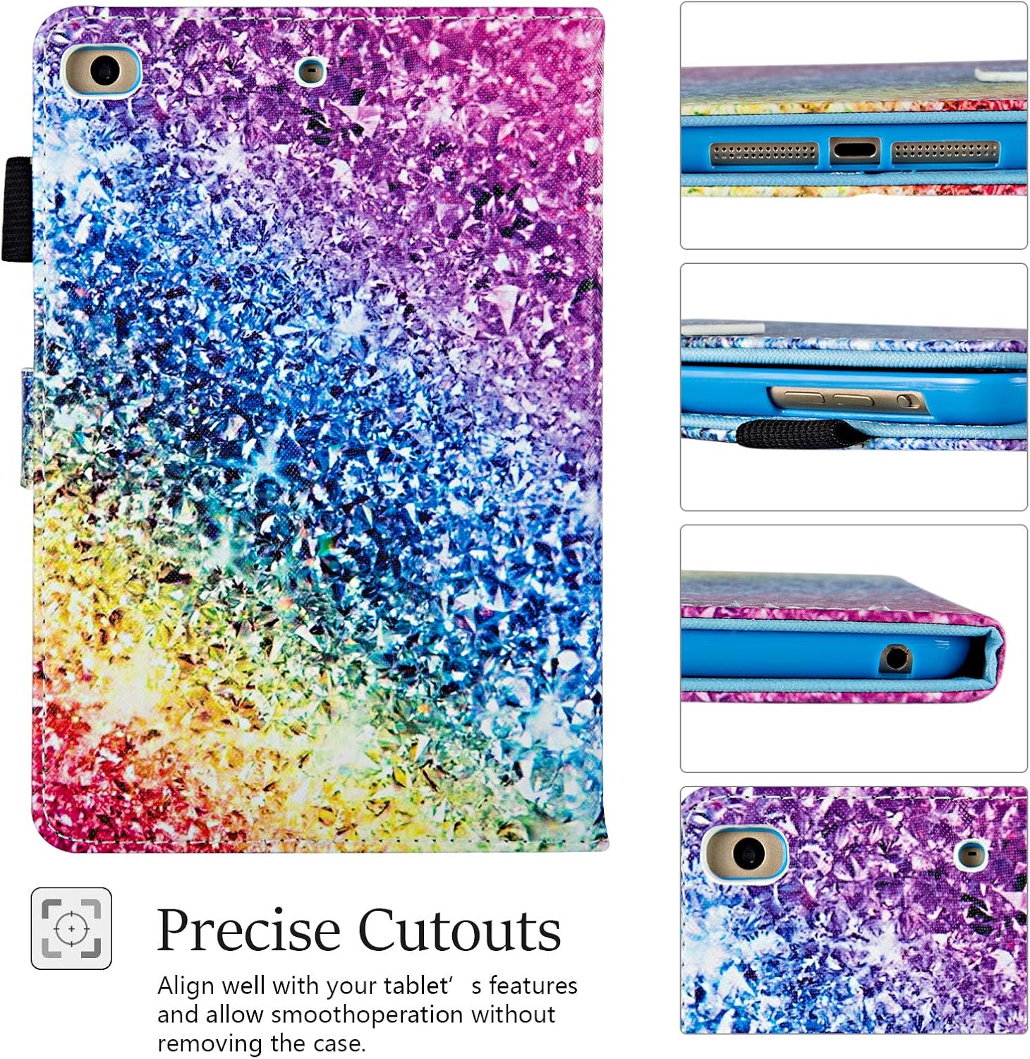 iPad Mini Case, Mini 2 3 4 5 Case, Dteck Slim Multi-Angle View Stand PU Leather Magnetic Case with Auto Wake/Sleep Smart Cover for Apple iPad Mini 1/2/3/4/5, Colorful Sand