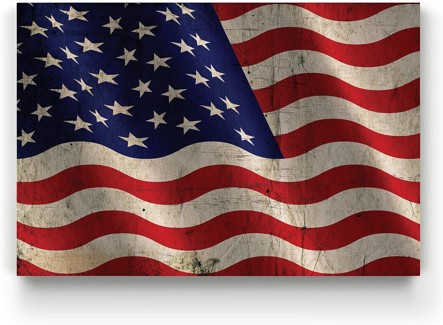 Renditions Gallery Wall Décor Canvas, Military Family, Veteran, Marines, Army, American Flag Waving, 12X18
