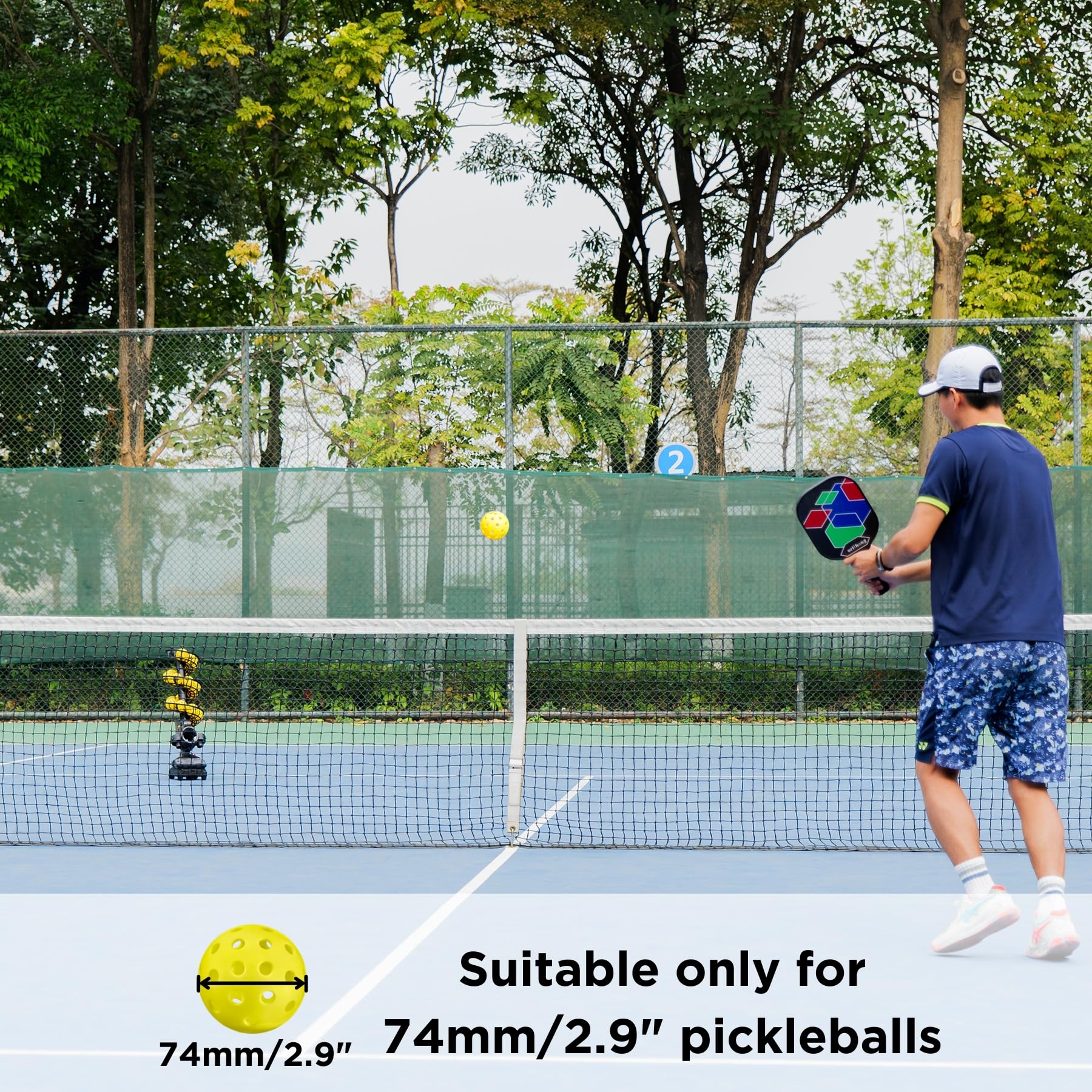 Furlihong 3802PBH Pickleball, velocità e angolo regolabili, dispositivo di lancio Pickleball con funzione di oscillazione automatica, funzionamento con power bank/batterie/corrente AC