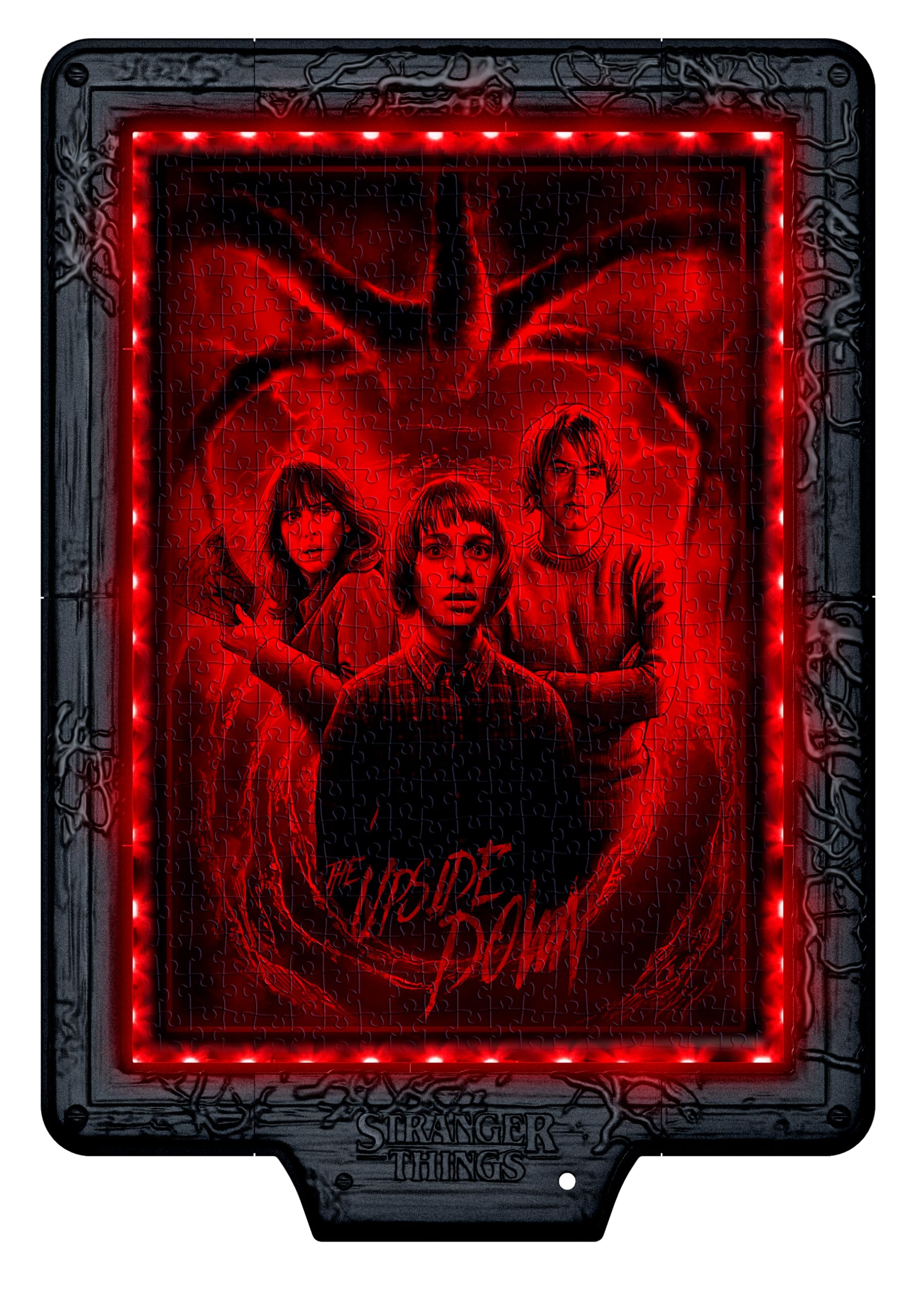 Clementoni - Stranger Things Metamorphic Art Collection - The Upside Down, Quadro Interattivo 520 Pezzi con Cornice e LED RGB, Illustrazione che Cambia con la Luce, Made in Italy, 35155