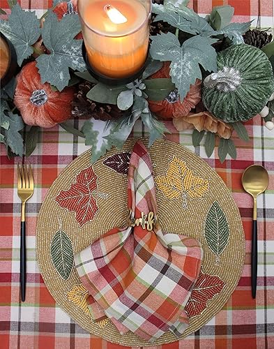 Miniatura 9 de COTTON CRAFT Countryside - Mantel clásico a cuadros de búfalo a cuadros, algodón de primera calidad, cosecha de Halloween, otoño, Acción de Gracias,