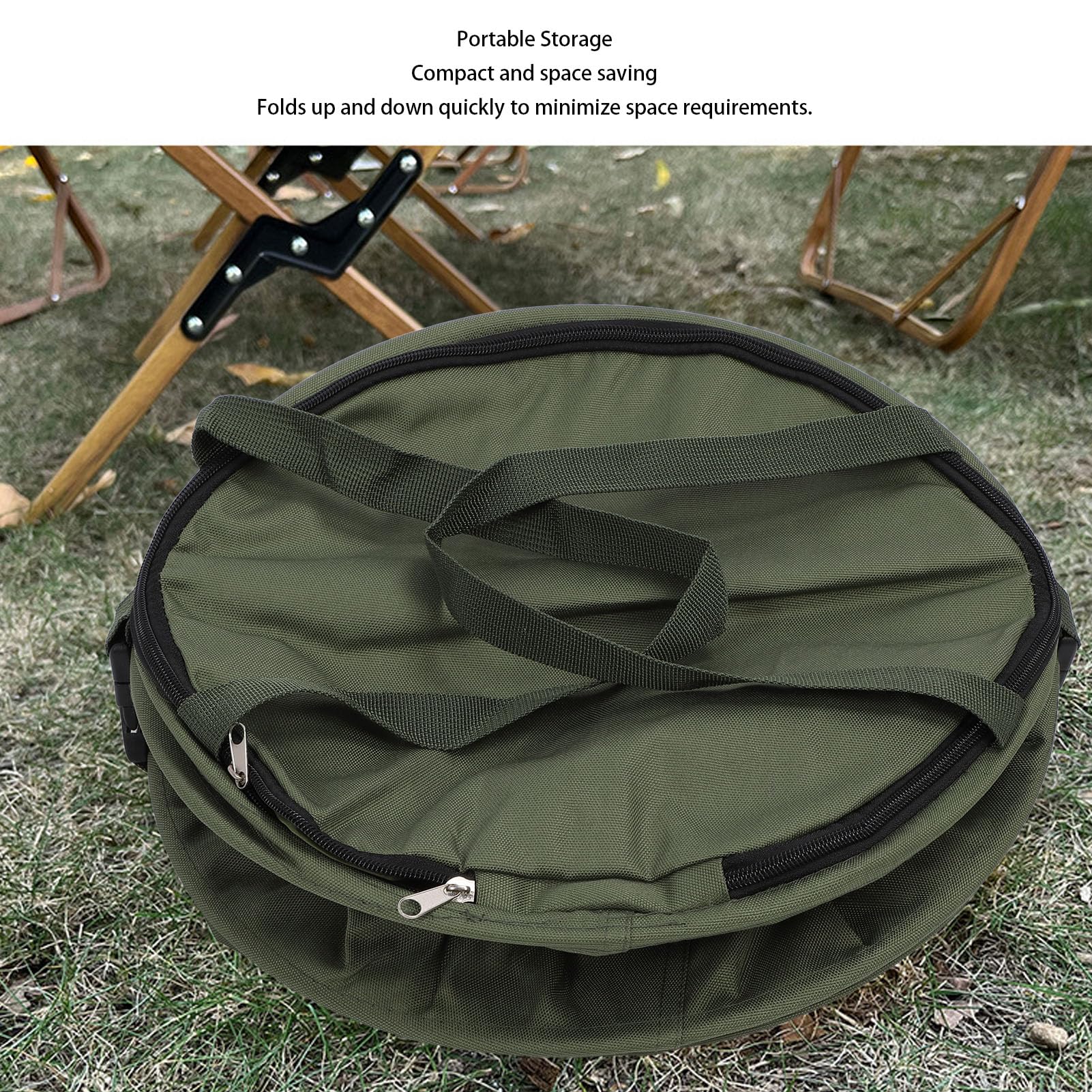 Bidone della Spazzatura da Campeggio, Contenitore Portatile Pop-up in Tessuto Oxford 600D di Grande capacità con Coperchio, Sacco per Rifiuti da Giardino Versatile per (OD Verde)