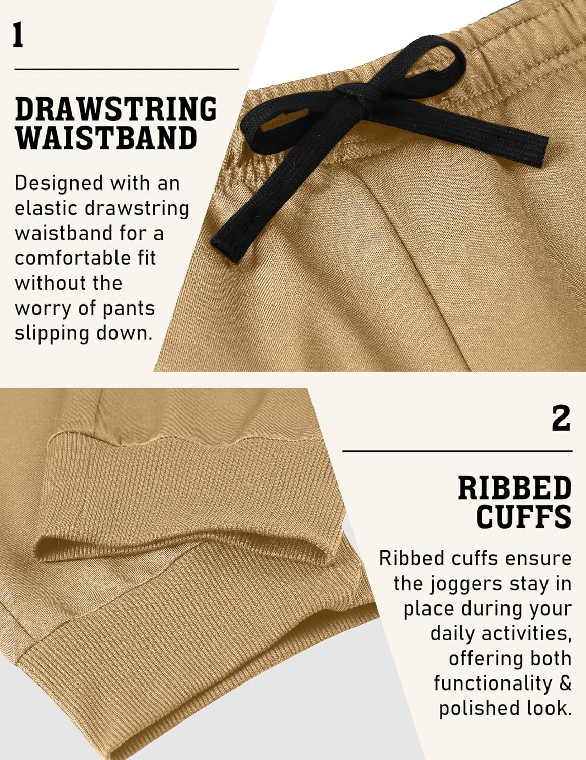 COOFANDY Men's Joggers Drawstring Jogger Sweatpants with Zipper Pockets Lightweight Slim Fit Athletic Track Pants - Image 4