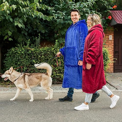 Miniatura 5 de Kpblis Manta con capucha para mujeres y hombres, sudadera con capucha de gran tamaño, manta de lana gigante cálida y acogedora, de vellón, con