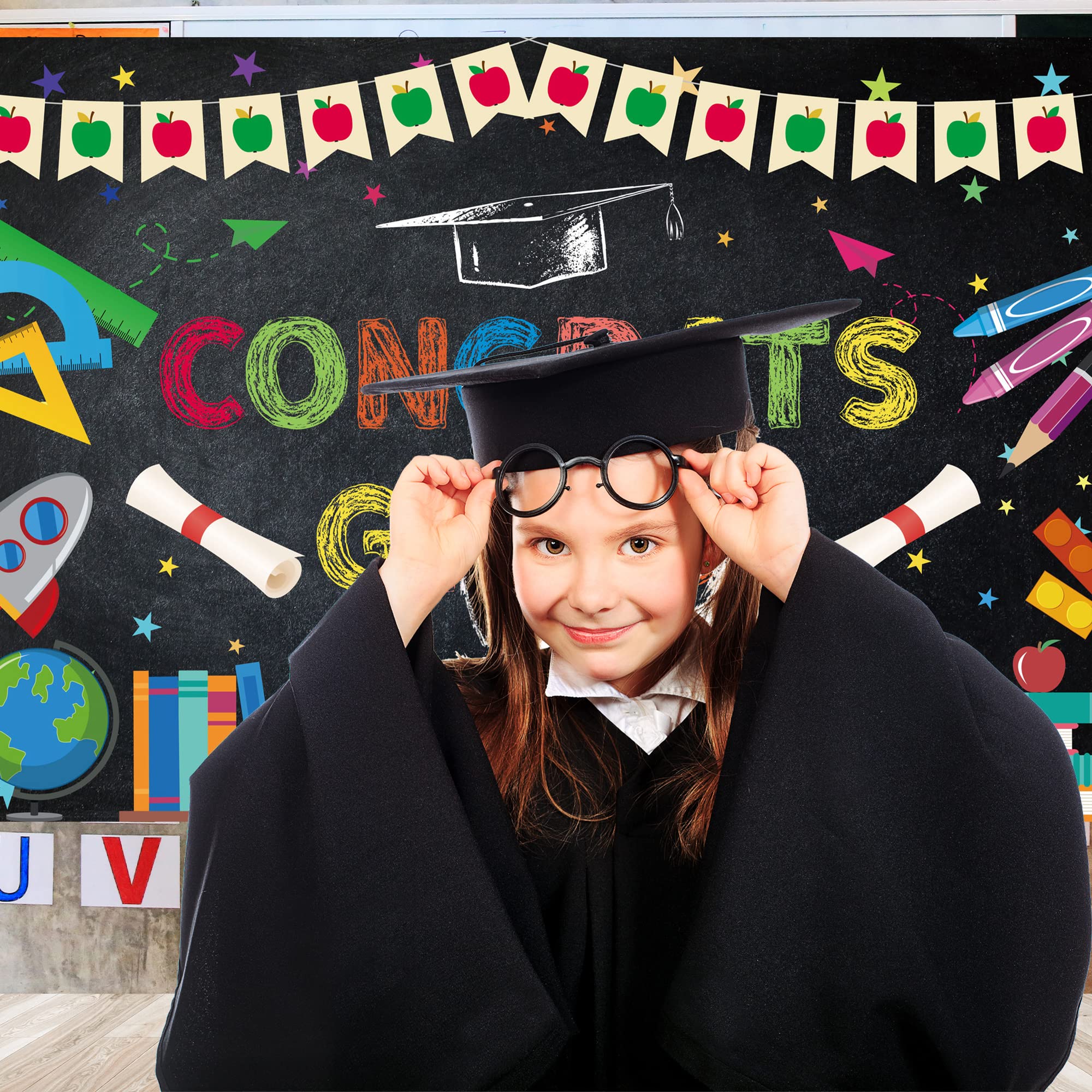 Hilioens 7×5ft Kindergarten Graduation Backdrop for Kids Class of 2024 Preschool Congratulation Graduate Congrat Background Pre-k Grad Prom Party 2024 Graduation Party Decorations Banner Props