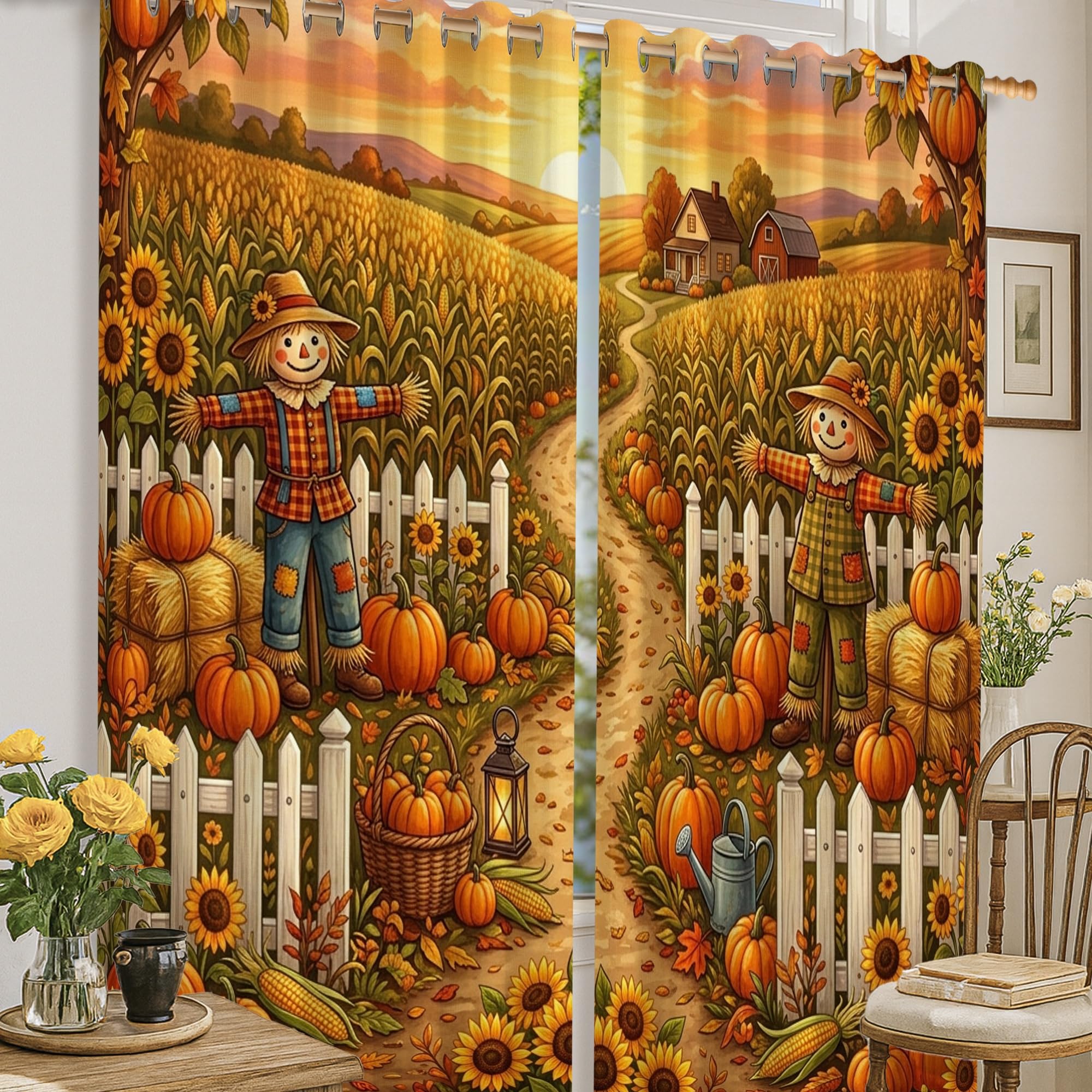 Rideaux occultants orange 132x160 cm pour salon et cuisine