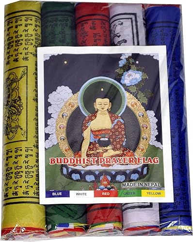 Banderas de oración budista tibetana de 8.5 pulgadas para suerte, felicidad, longevidad y prosperidad - Paquete de 50 unidades