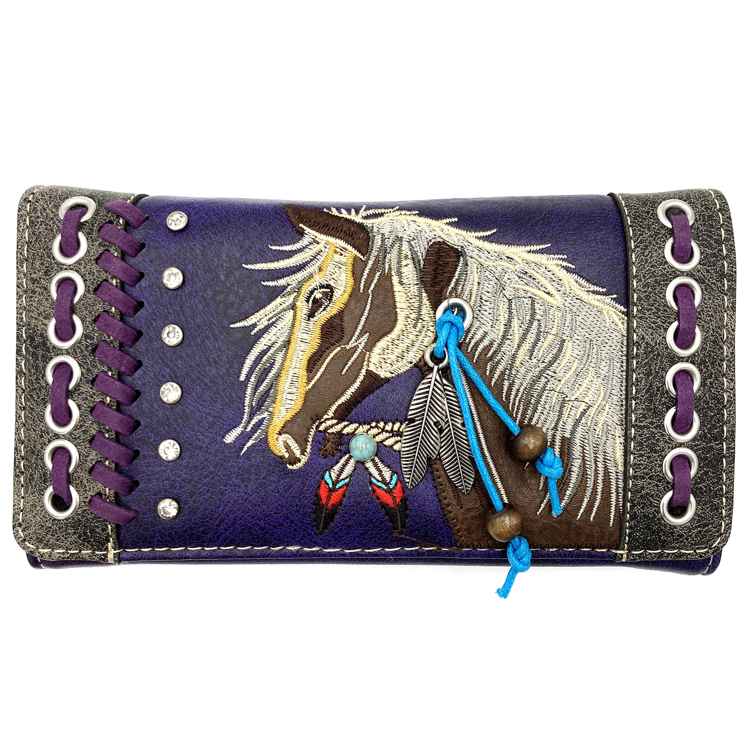 Zelris Dakota Dales Pony Horse Embroidery Mane Western Country Women Crossbody Wallet