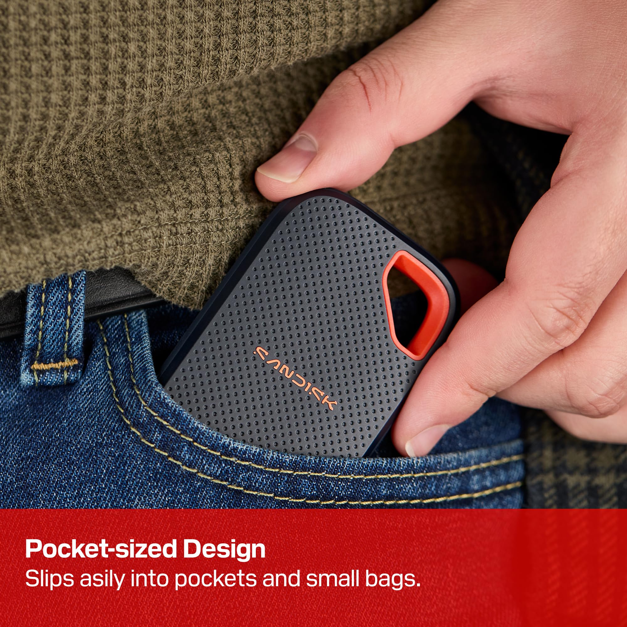 SANDISK Extreme SSD Portable 500 Go (Vitesses Jusqu’à 2000 Mo/s, USB Type-C, résistance à la poussière/à l’Eau IP65, Protection Contre Les Chutes Jusqu’à 3 mètres)