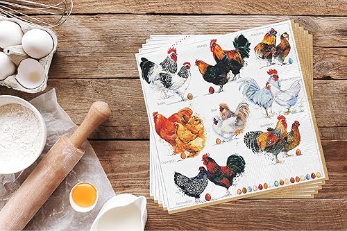 Miniatura 5 de Chicken Collection - 40 servilletas desechables decorativas, diseños de razas de gallos y pollos