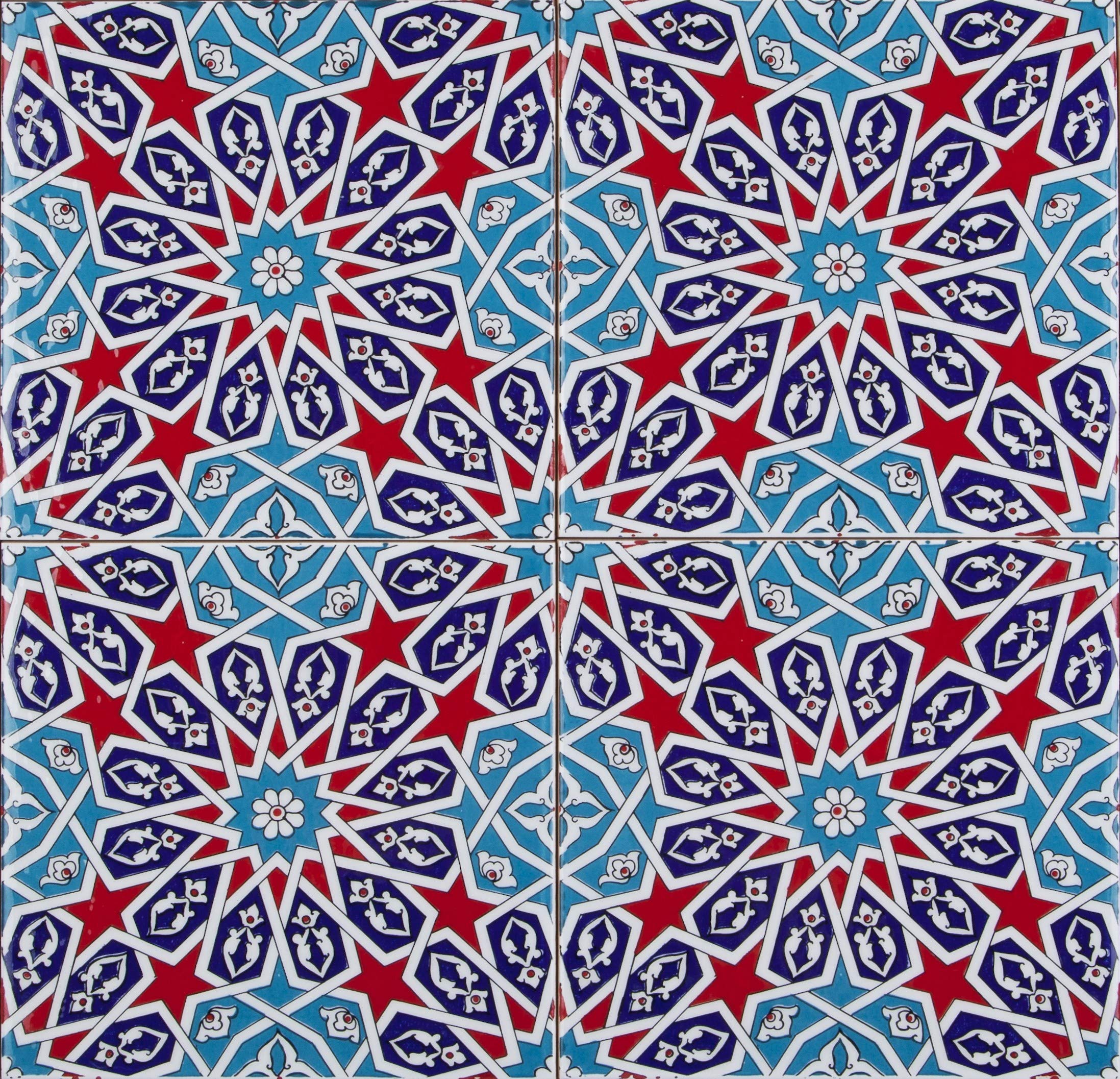 Cerames Asli- Keramische Wandfliesen für Bad und Küche im Mosaikstil - 1 Packung mit 12 dekorativen Fliesen (0,48m2) aus der Türkei - 20x20 cm - Ideal für Rückwand Küche oder Wandfliesen Bad