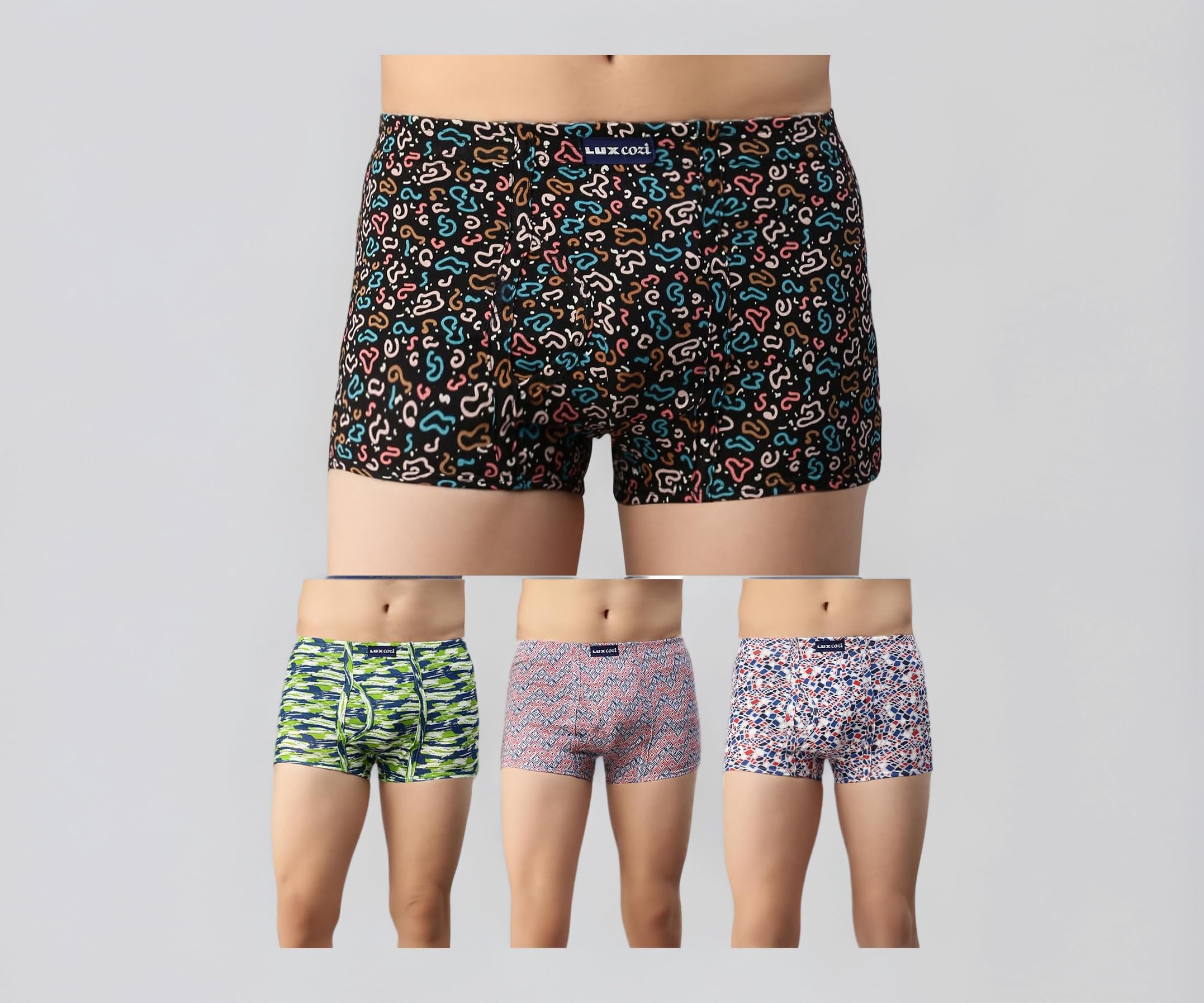 Men's 100% Cotton Printed Inner Elastic Mini Trunk | Printed Mini Trunk for Men | Color and Print May Vary | Mini Trunk for Men Pack of 4