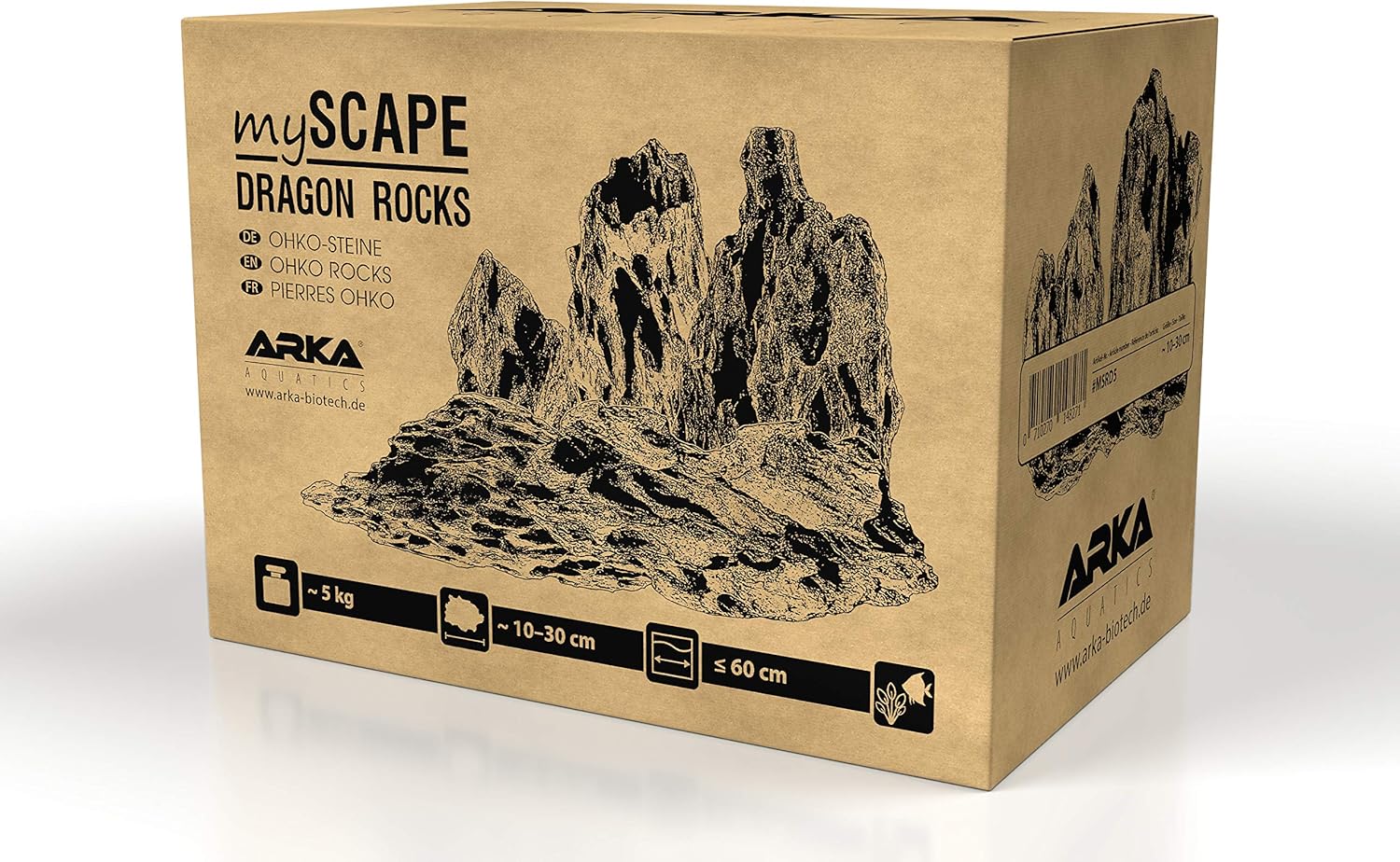 ARKA Aquascaping Rocks mySCAPE Dragon Rocks 5 kg – 10–30 cm Natural Stone Mix for Nano Tanks & Creative Freshwater layouts – Shrimp-Safe, plantable & Ideal for Iwagumi, hardscape Styles