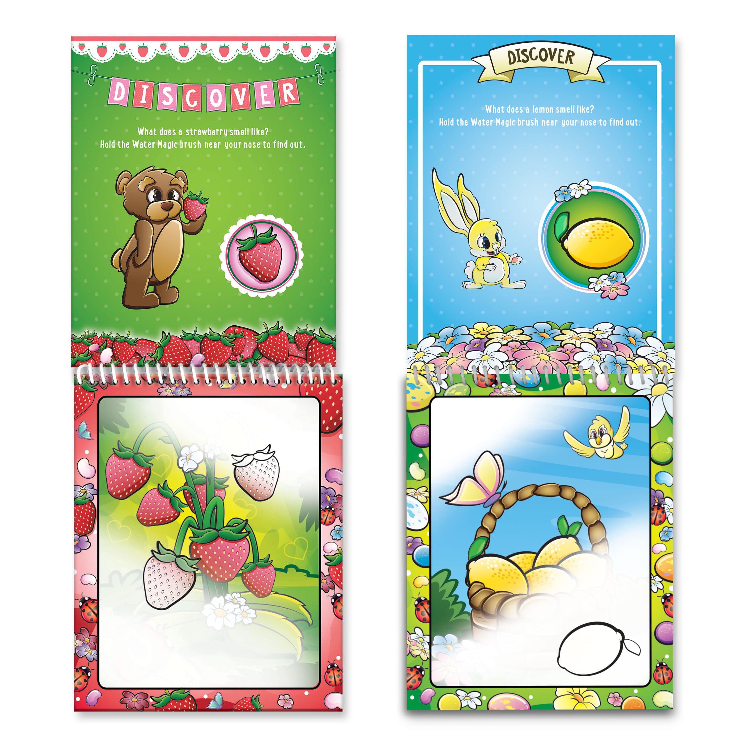 Scentco Water Magic - Scented Reusable Water Reveal Activity Books - No Mess, All Fun (Strawberry Picnic and Farm Friends)