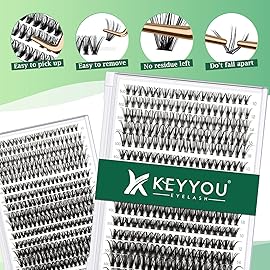 Lash Clusters 300pcs Eyelash Clusters 30D+40D+50D 0.07D Curl 10-18MIX DIY Eyelash Extension KEYYOU Large Tray Volume Soft&Natural Individual Lashes(30D40D50D-0.07D,10-18MIX