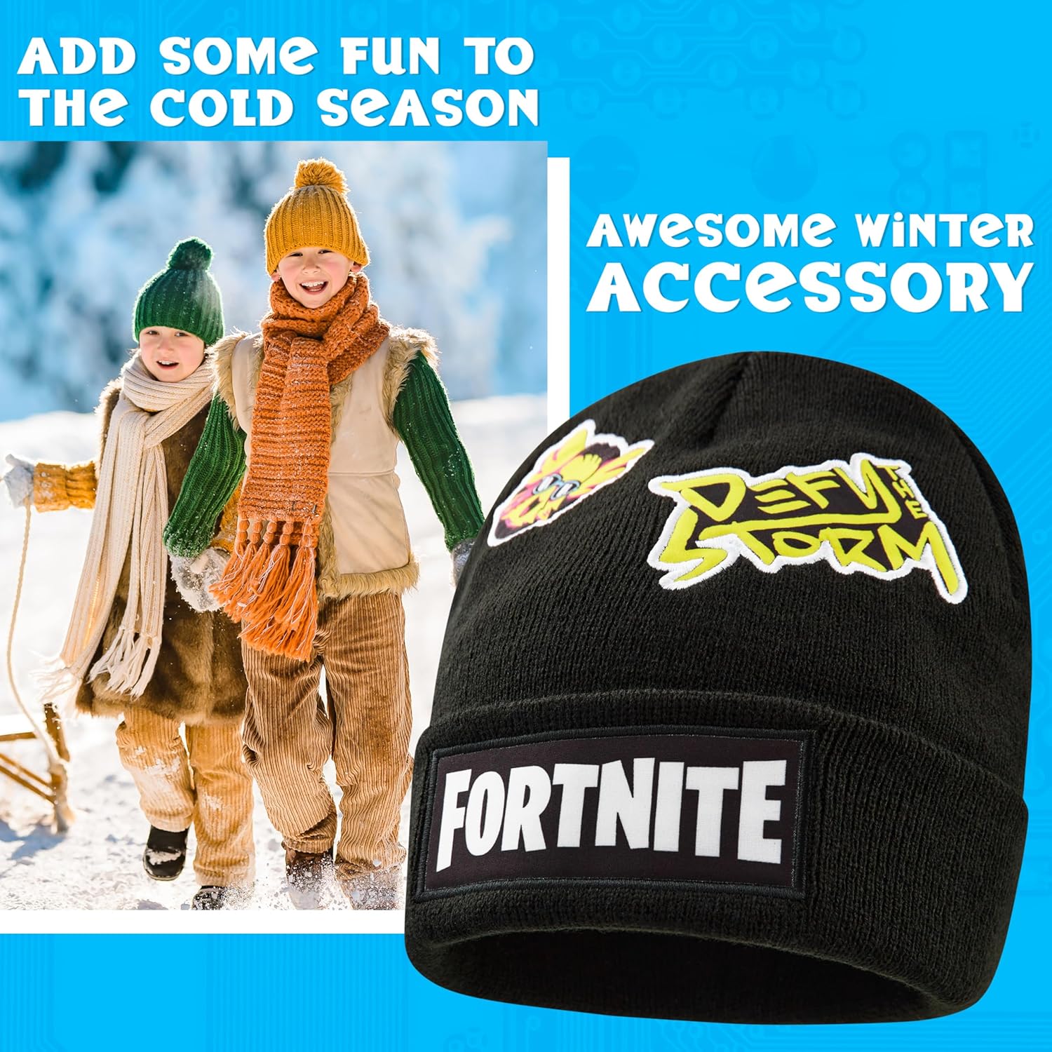 Fortnite Beanie Hat for Boys Teens 6–14 Yrs, Warm Cozy Knitted Hat, Winter Accessories School, Travel, Gamer Gifts for Boys - Image 3