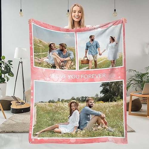 Miniatura 8 de Manta personalizada con fotostexto, manta personalizada con imagen, manta de forro polar suave para esposa, pareja, amigos, regalos conmemorativos