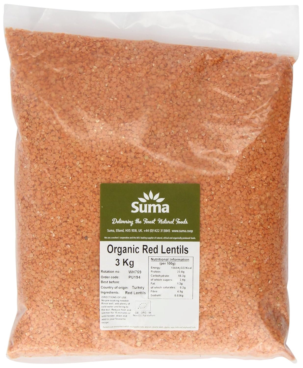 Suma - Organic Red Lentils - 3Kg