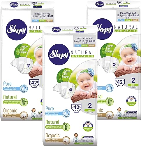 Pañales talla 2 - Pañal de bambú orgánico, altamente absorbente e hipoalergénico para niñas y niños, 126 unidades, 7-13 libras