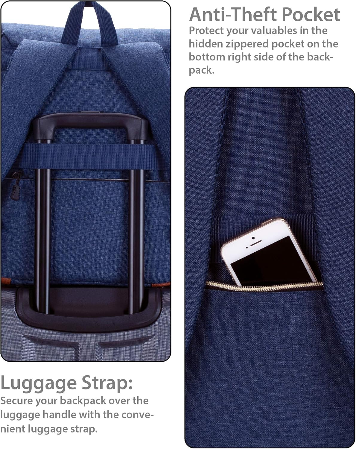 Rockland Heritage USB Laptop Backpack, Blue, Large : Electronics