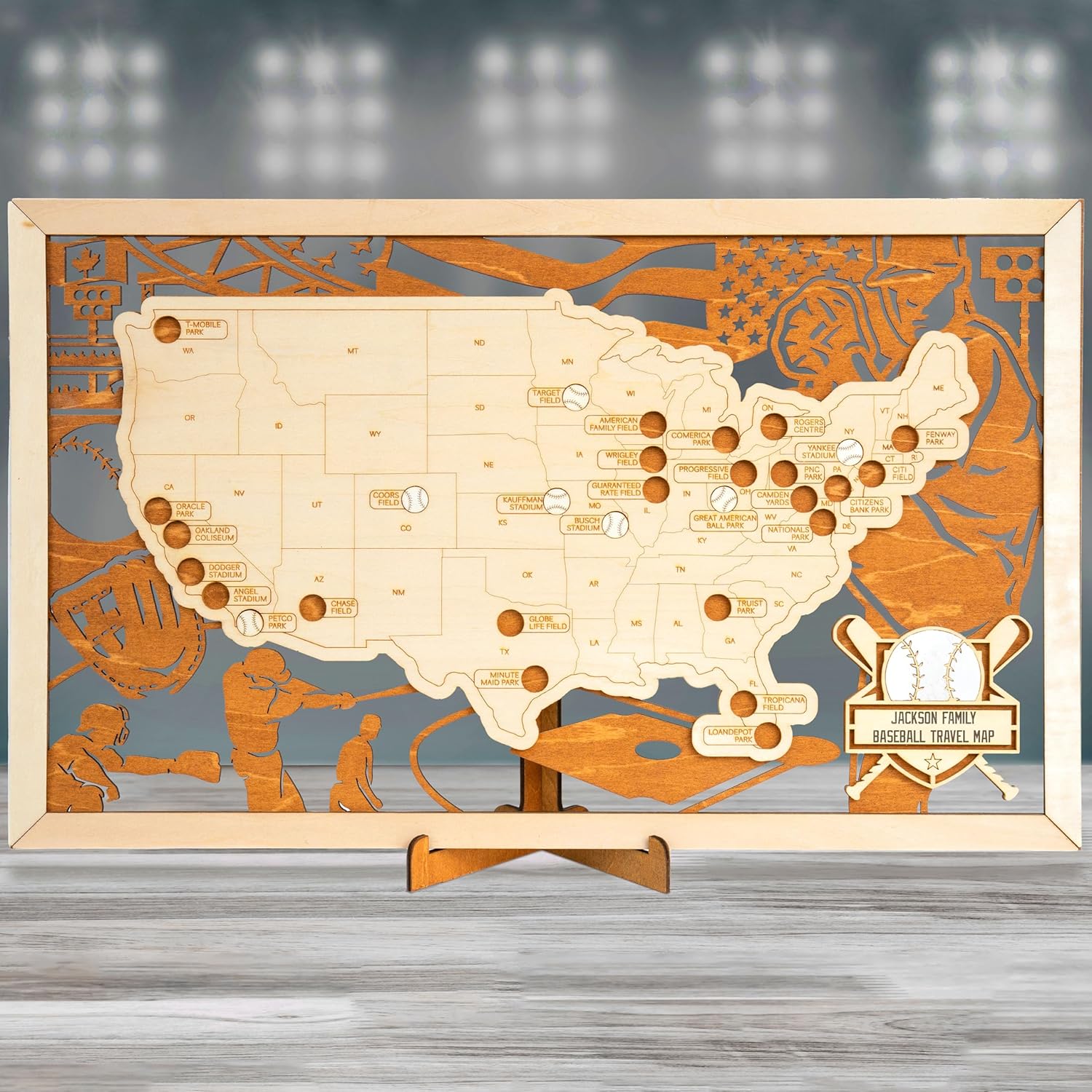Baseball Stadium Map, Ballpark Stadium Tracker Checklist, Major League Ballparks Visited Map, Baseball Gift Bucket List, Father's Day Gifts For Him, Boyfriend, Husband, Lover (Customize Yourself)
