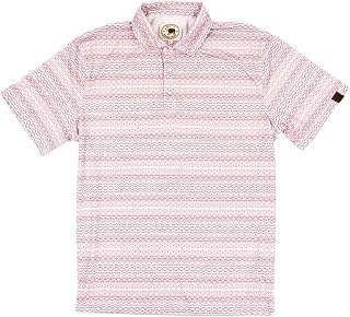 Men's Navajo Print Performance Polo Shirt - Plum with Pearl Snap Buttons - Golf Shirts for Men