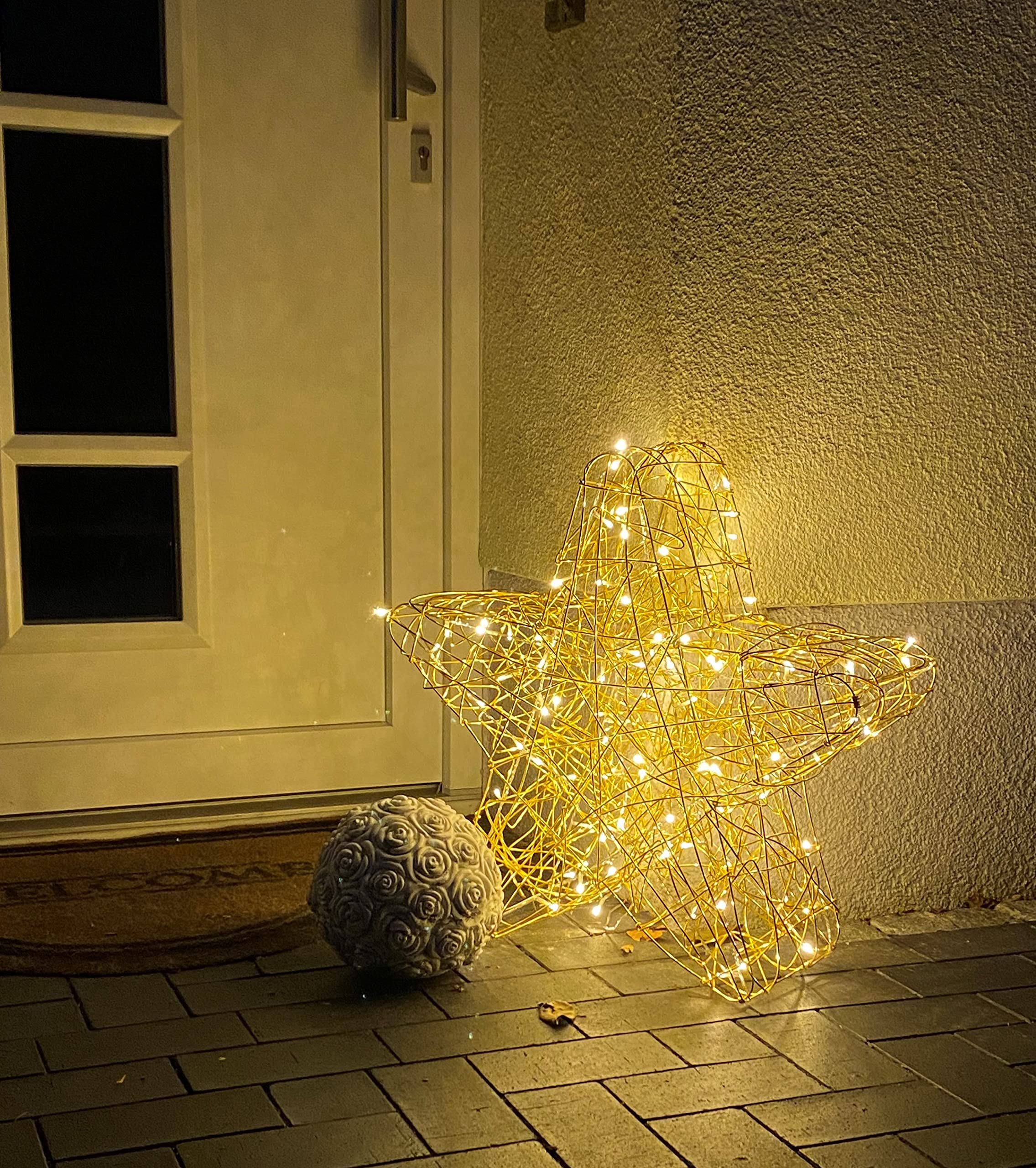 STAR TRADING LED-Stern Galax Star Weihnachtsdeko Drahtgeflecht gold warmweiß 60 cm