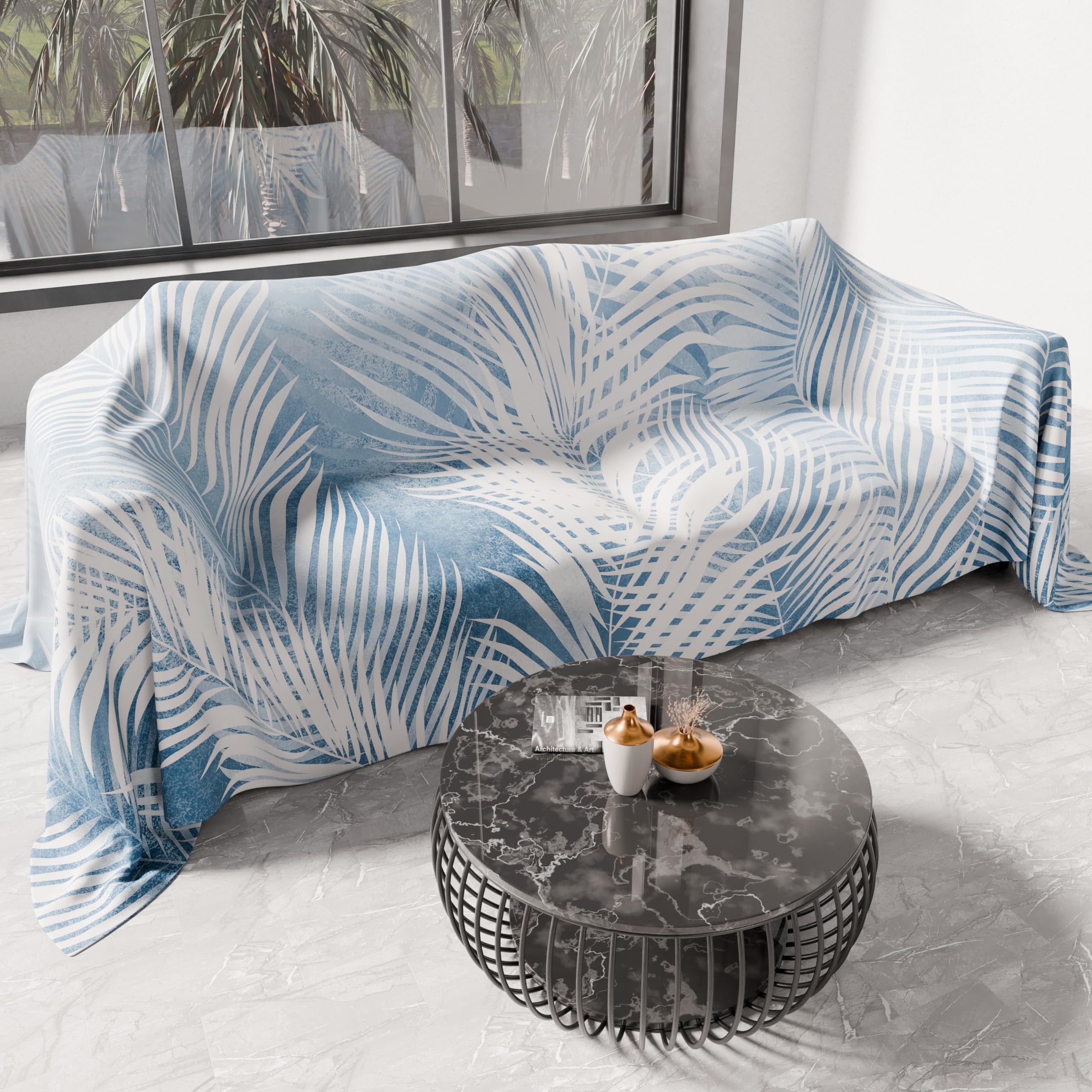 Couvre-lit italien 300x270 cm en microfibre haut de gamme motif feuille