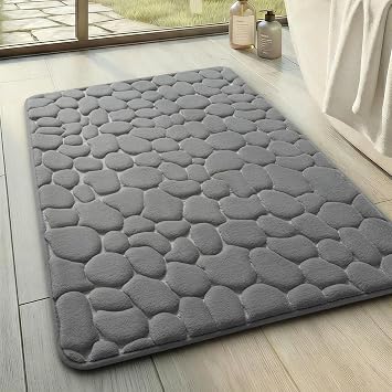 YIHOUSE Bathroom Mat Rug, Memory Foam Bath Mat, Non-Slip Bathroom Floor Mats, Cobblestone Bath Mats Absorbent Bath Rugs Washable Quick Dry 17x24,Dark Gray