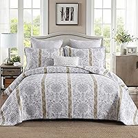 Vista 30 de Juego de ropa de cama con colcha Homzard tamaño individual - Juego de edredón 100% algodón, colcha de cama gris y azul para la cama, ropa de cama