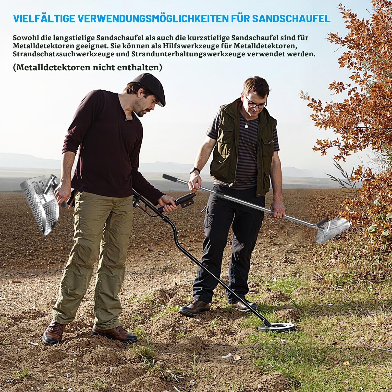Sandschaufel Edelstahl für Metalldetektor, 114 CM Langer Griff Abnehmbare Metalldetektor-Schaufel - Schwerlast, Rostfrei Rostfrei Sandflohharke für Sand Sichtung, Schatzsuche, Unterwasser-Suche