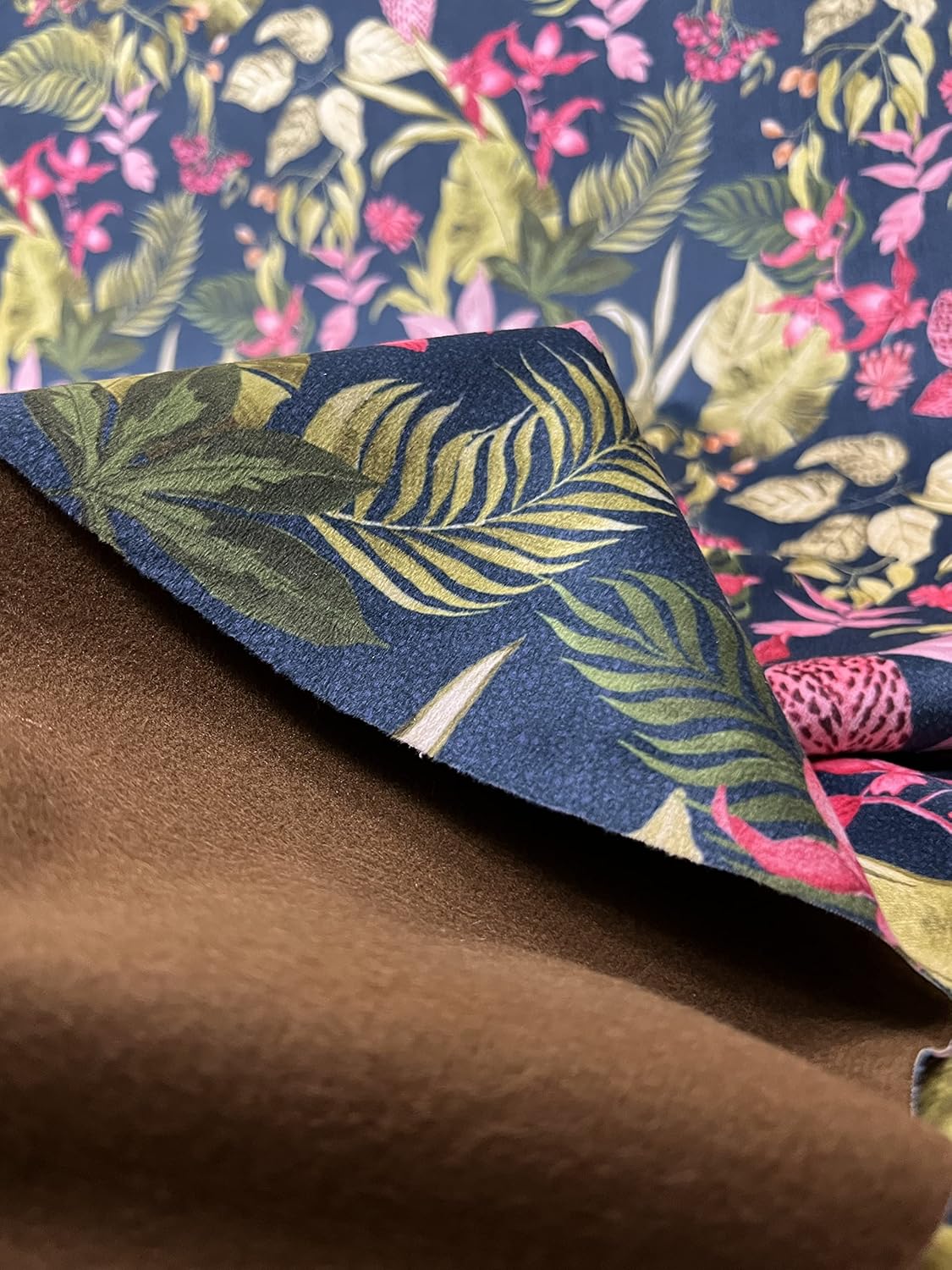 Tropical Flower Design Soft Velvet Fabric Digital Printed Upholstery Material for Upholstery, Window Treatments, Craft - Width 54 inches - Fabric by The Yard (Green)