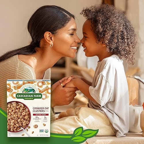 Miniatura 5 de Cascadian Farm Cereal orgánico de avena con canela en racimos de desayuno, hecho con grano entero, sin OMG, 15 onzas