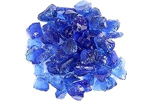 Hiland RGLASS-OB Pit Fire Glass in Vibrant Ocean Blue | Withstand Extreme...