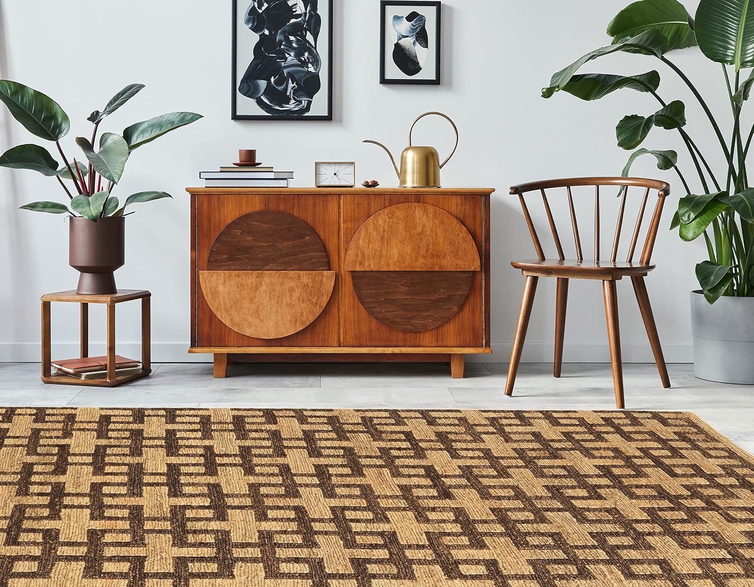 Linon RUGSK0181 Jute Soumak Collection Soumak Beige/Slate 8x11, Brown, 8'X 11'