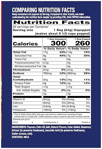 Miniatura 2 de Pop Weaver Palomitas de maíz para microondas, mantequilla extra, 22 bolsas por caja..