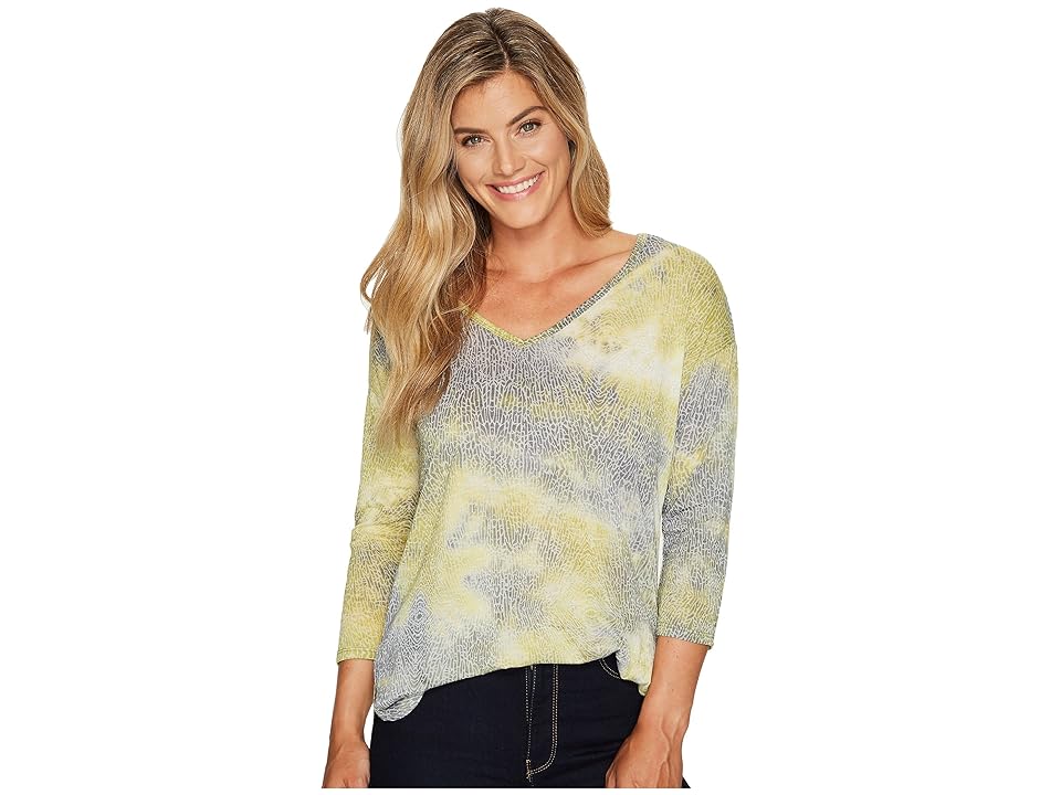 

Tribal 3/4 Sleeve Burnout Jersey V-Neck Top (Apple) Women's Long Sleeve Pullover, Green