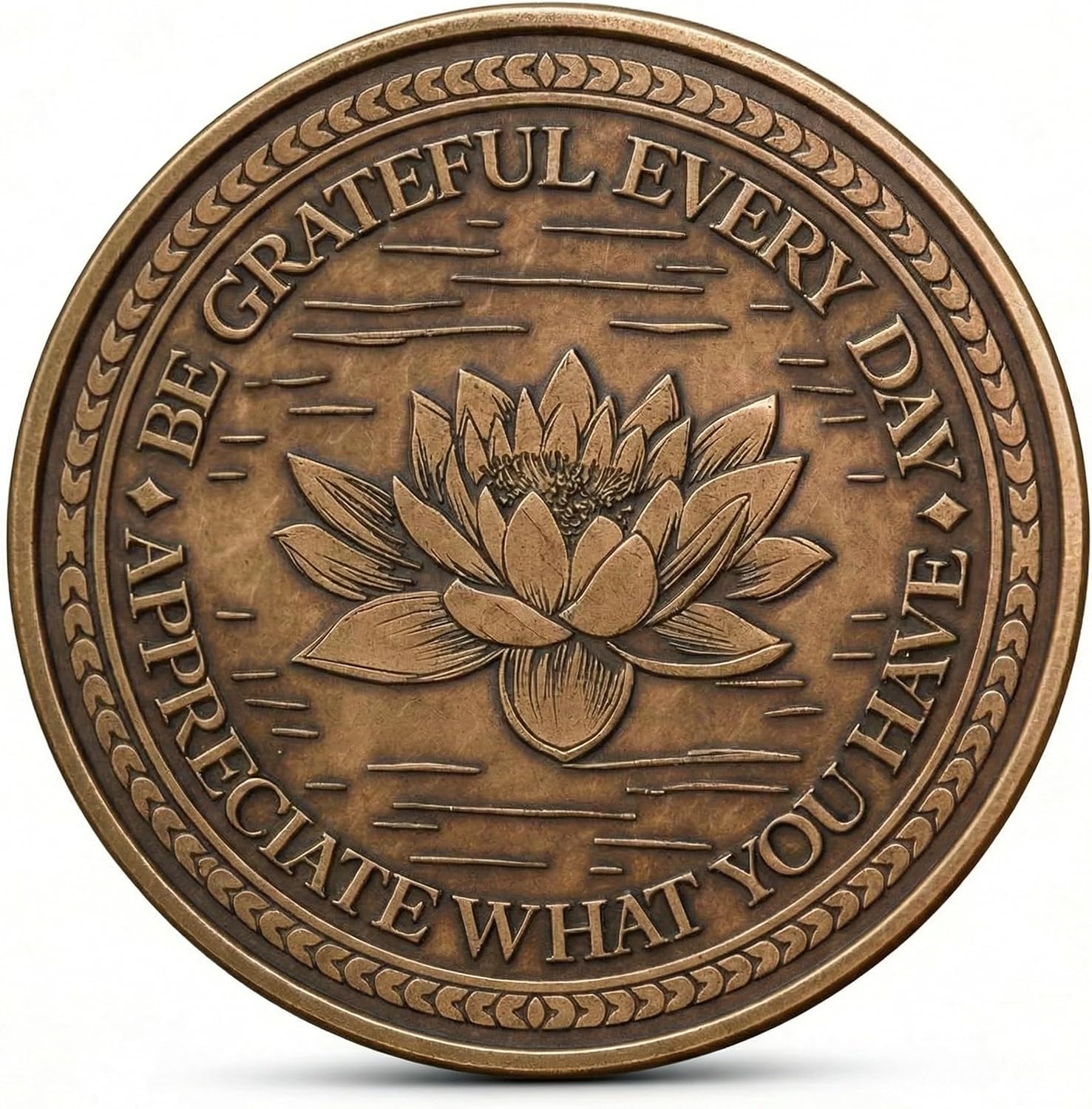 Gratitude Coin - Be Grateful Every Day, Appreciate What You Have - Motivational EDC Pocket Token - Inspirational Brass Coin for Mindfulness, Appreciation & Everyday Carry Gift