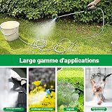 SYLSTAR Battery Powered Sprayer 8M Hose, 26.2inch Electric Weed Sprayer Wand, 3 Adjustable Spraying Force & Battery Indicator, 4 Nozzles, 7.4V Rechargeable Garden Lawn Plant Spray Handle - 8