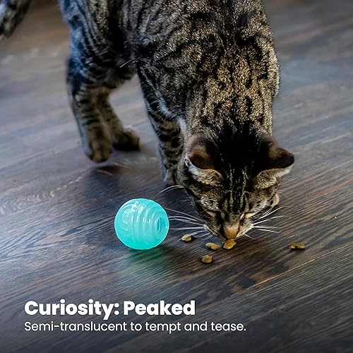 Miniatura 6 de Catstages Juguete para gatos  Bola dispensadora interactiva para gatos, estimulación mental y ejercicio físico, suave y duradera, verde