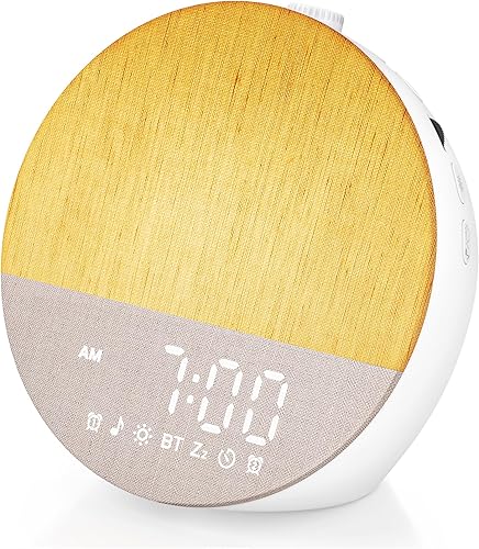  Sunrise Alarm Clocks, Wake Up Light with Sunrise Simulation, Dual Alarms, Snooze, White Noise Machine Sleep Aid with 30 Natural Sounds, Bluetooth 5.3, 18 Color Modes, Gift for Heavy Sleeper/Kid 