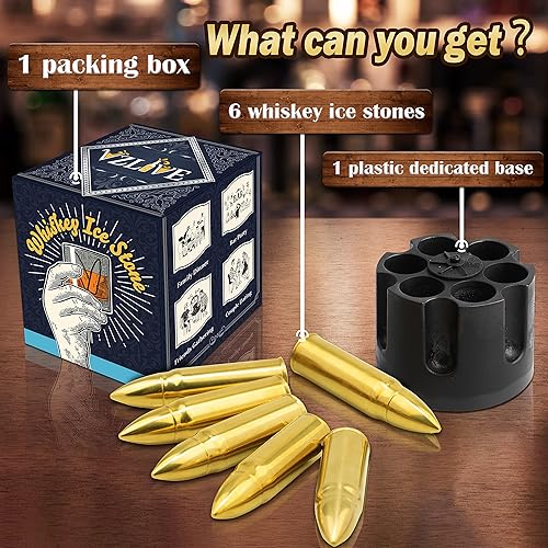 Miniatura 9 de Regalos para hombres, juego de piedras de whisky plateadas, cubo de hielo reutilizable para beber, regalos de herramientas para papá, novio, marido,