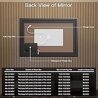 Vista 20 de 88x38 Large Light Bathroom Mirror - Backlit and Front Lighted LED Wall-Mounted Vanity Mirror Modern Rectangle Black Mirror, Dimmable, Anti-Fog