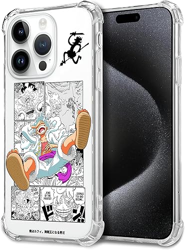 Funda transparente con diseño de anime para iPhone 15 Pro, funda transparente de manga de anime compatible con iPhone 15 Pro, silicona suave,