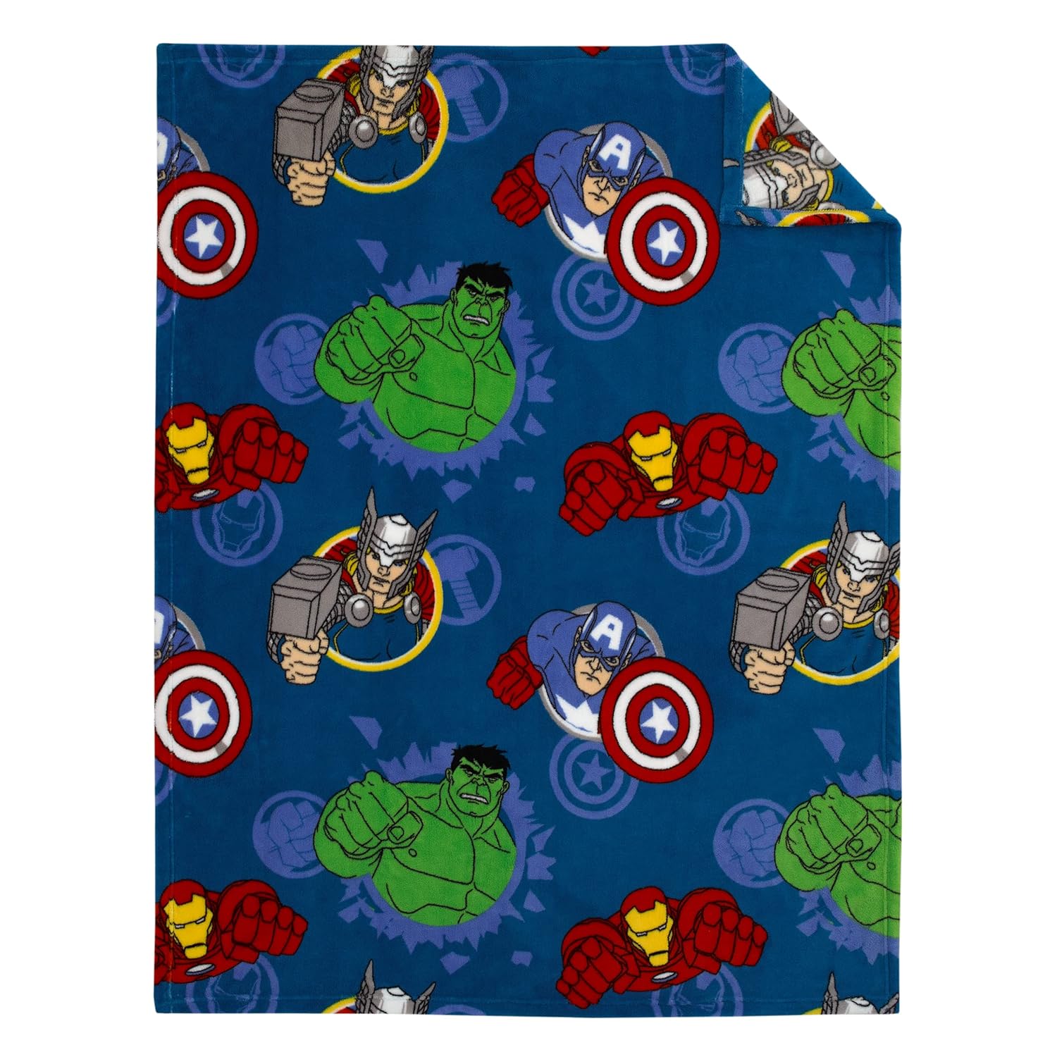 Marvel Avengers Fight The Foes Blue, Red, Green Hulk, Iron Man, Thor, Captain America Super Soft Toddler Blanket : Baby