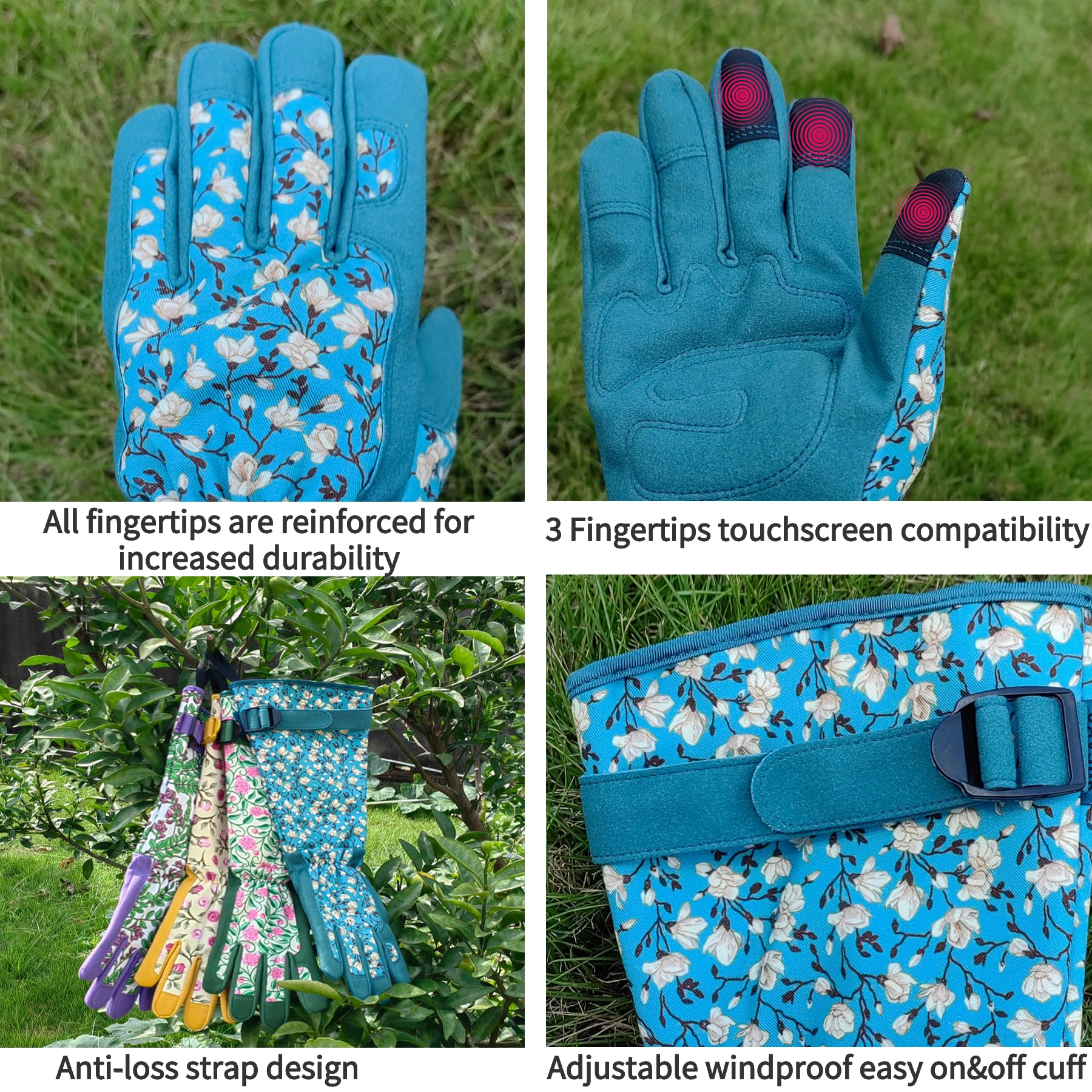 Guanti da giardino multifunzionali, guanti da giardino per potatura di rose, guanti da lavoro per cortile, regalo da giardino e regali da giardino, M, blu lago
